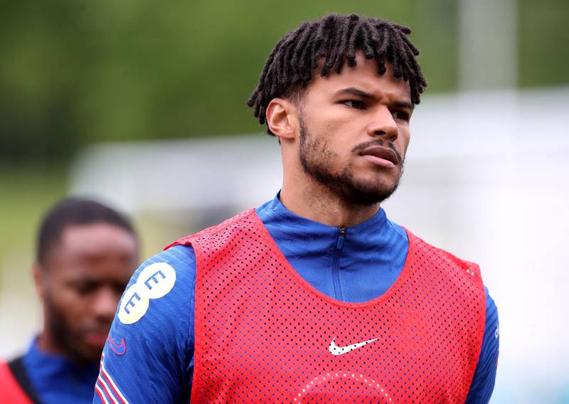 Tyrone Mings during training at St George's Park ahead of England's Euro 2020 last 16 clash with Germany on Tuesday. Reuters