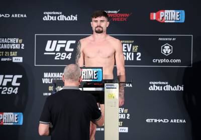 UFC lightweight Trevor Peek weighs in for his fight against Mohammed Yahya at UFC 294.