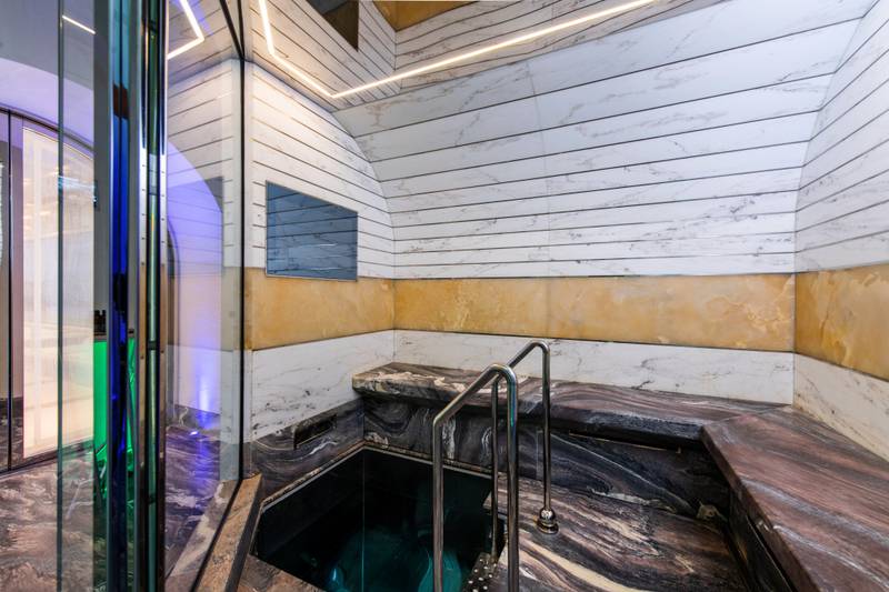 There's a mosaic lined steam room and a Scandinavian style sauna.
