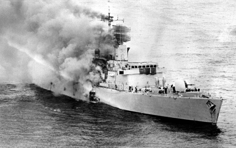The 'HMS Sheffield' sank after an attack by Argentinian pilots during the Falklands War. Getty