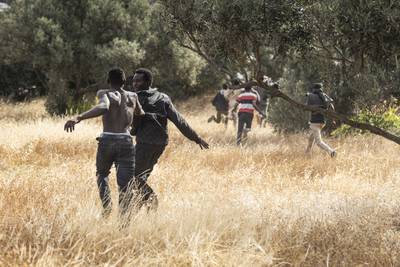 More than 500 migrants managed to enter a border control area after cutting through a fence with shears.