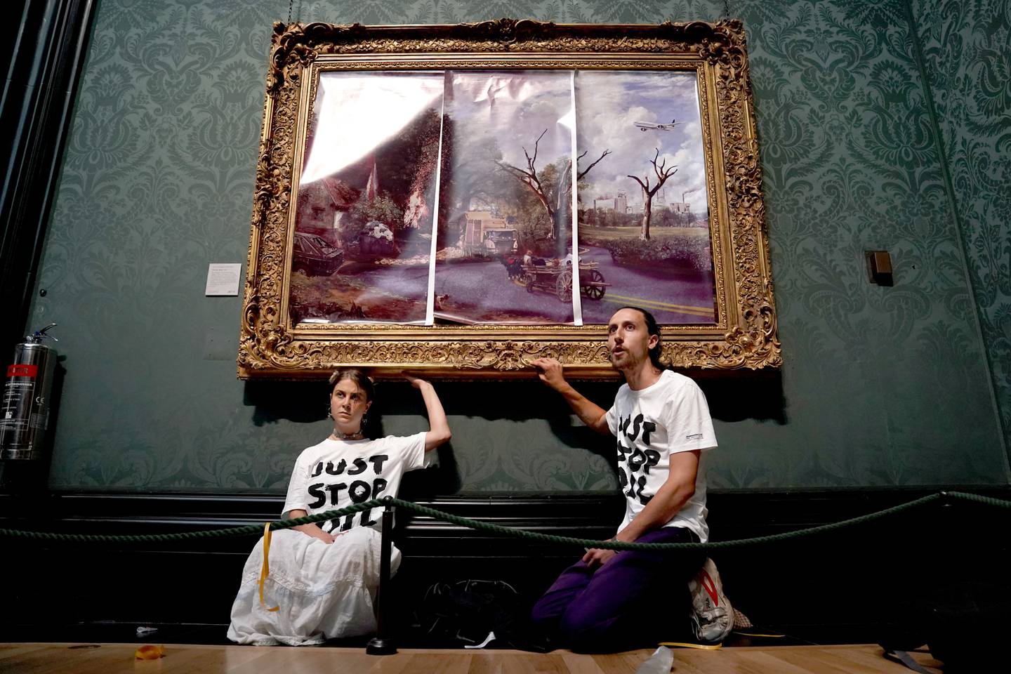 The Just Stop Oil climate group said it was behind the protest at London's National Gallery. PA