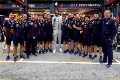 Anthony Joshua with the Red Bull team. Getty