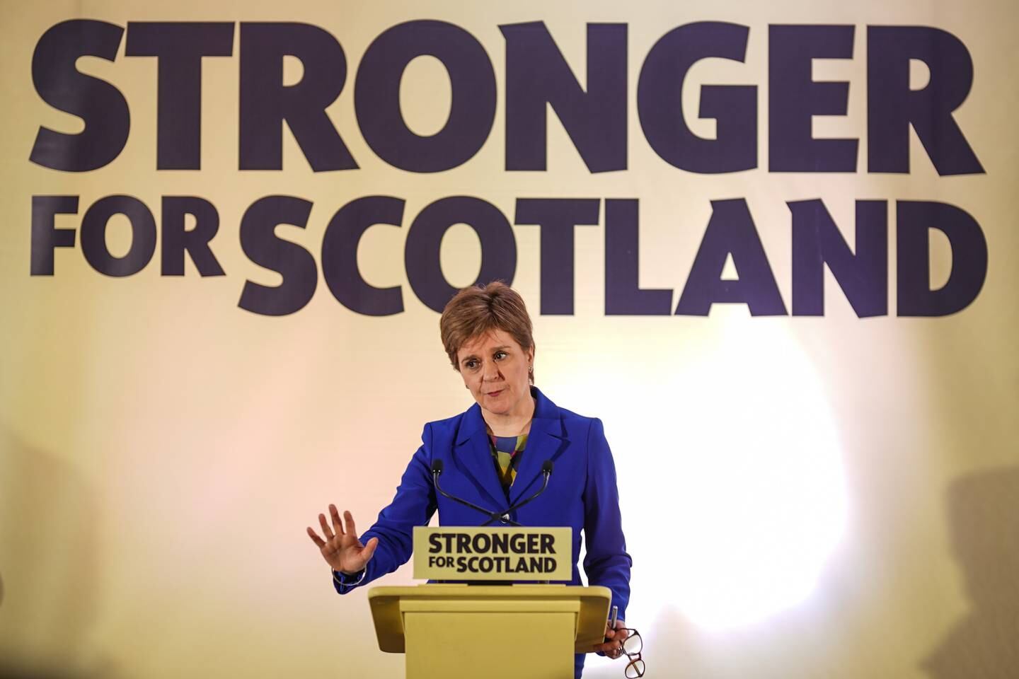 Scotland's First Minister, Nicola Sturgeon, during a news conference in Edinburgh on Wednesday. Getty Images
