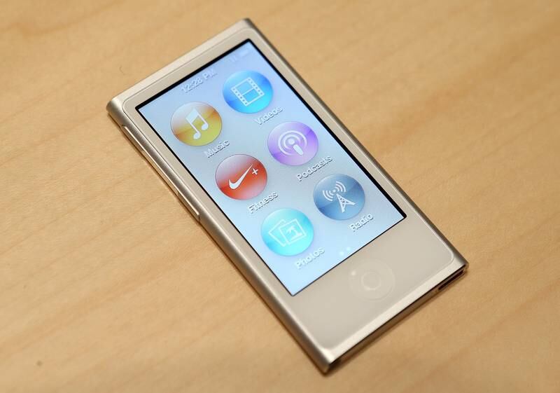 The Apple iPod Nano 7th generation was released September 12, 2012. Another change in shape - back to tall and thin. It sold in eight colours, with 16GB of storage for $149.  Photo: Getty Images