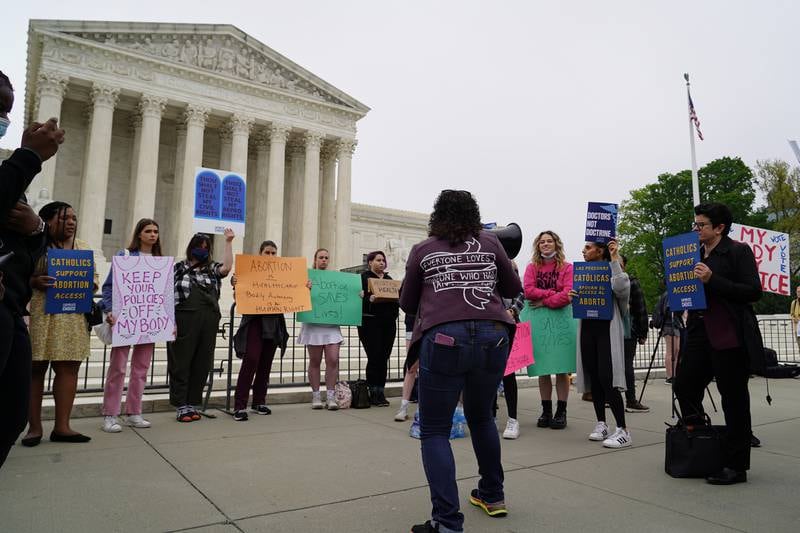 Pro-choice supporters gather in front of the Supreme Court. Willy Lowry / The National