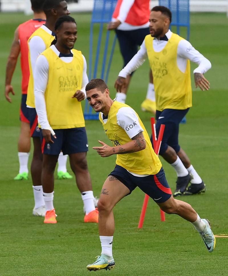 Marco Verratti during PSG's training session. AFP