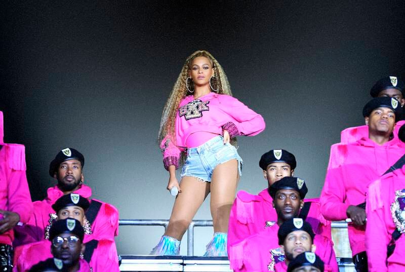 This image released by Netflix shows Beyonce in a scene from her documentary "Homecoming: A Film by BeyoncÃ©." (Parkwood Entertainment/Netflix via AP)