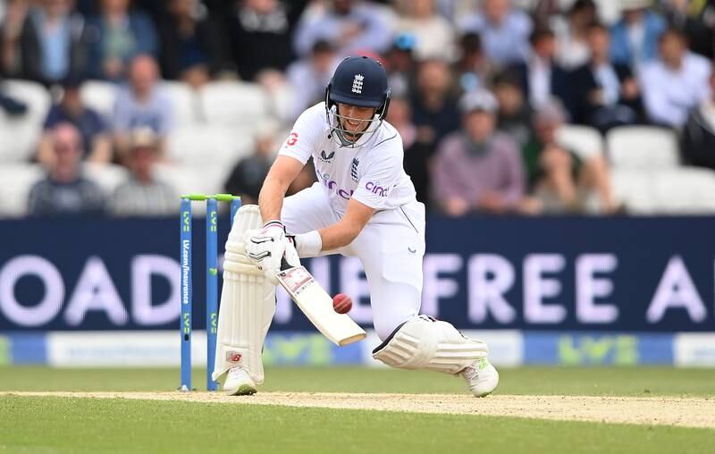 Joe Root of England scoops the ball for six. Getty 
