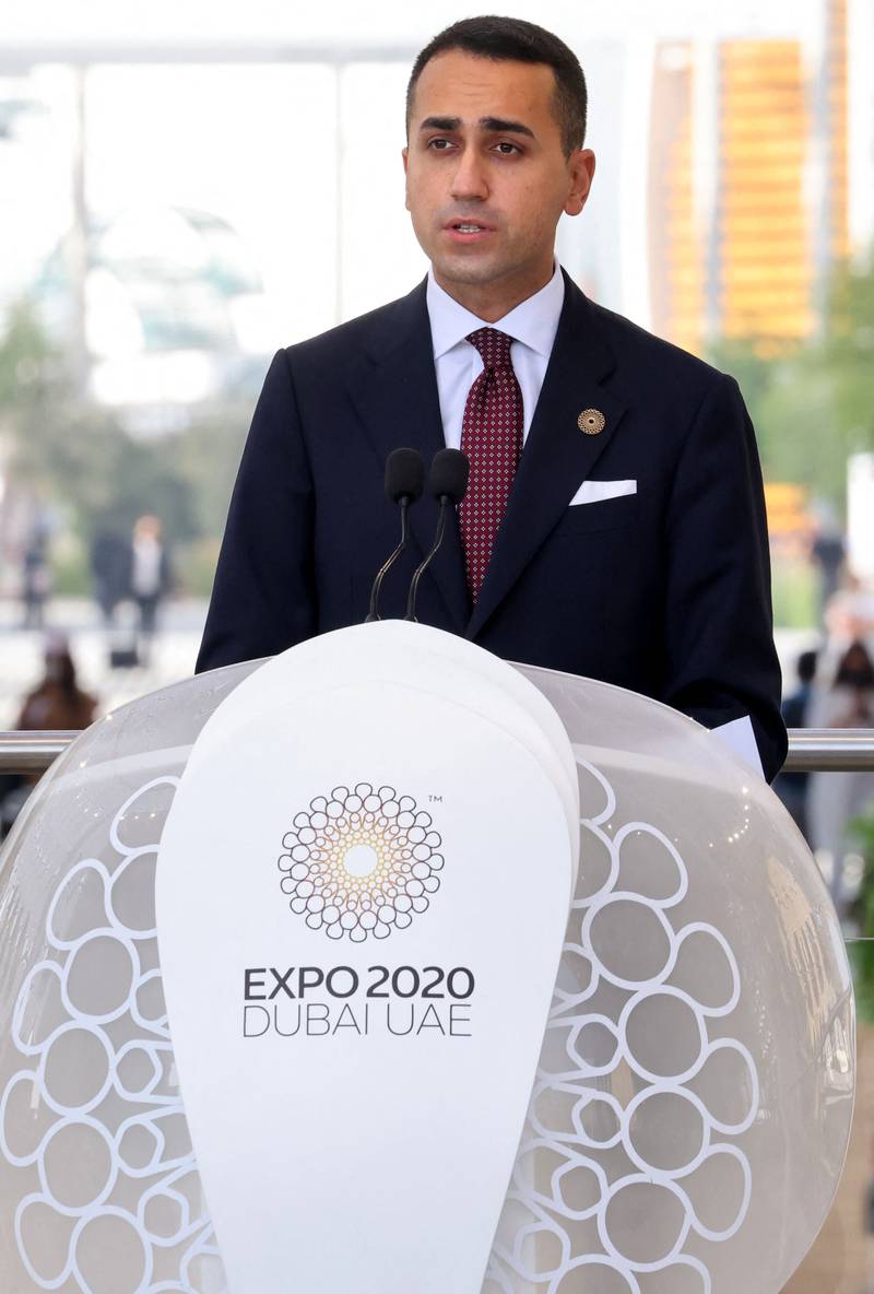 Italian Foreign Minister Luigi Di Maio says Expo 2020 Dubai is a global hub that will unlock opportunities for the full resumption of international tourism and investment activity. AFP