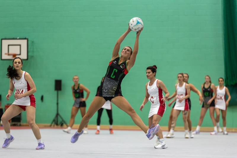 UAE Falcons captain Carly Lewis in action in their 70-34 win over Malta in the European Open Challenge in Isle of Man on Thursday, May 12, 2020. Photo: Vannin Photos