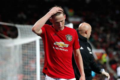 Manchester United's Scott McTominay leaves the field with an injury during the UEFA Europa League Group L match at Old Trafford, Manchester. PA Photo. Picture date: Thursday November 7, 2019. See PA story SOCCER Man Utd. Photo credit should read: Martin Rickett/PA Wire