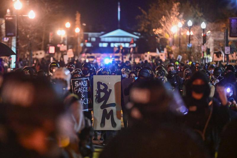 Demonstrators gather at Black Lives Matter Plaza in Washington, US. Reuters