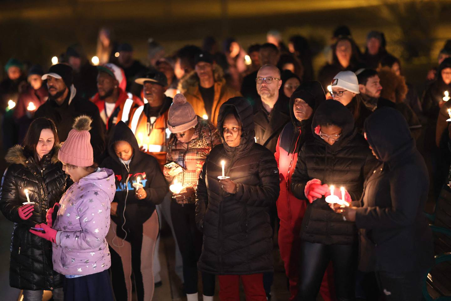 People attend a candlelight vigil for Tyre Nichols on Thursday in Memphis, Tennessee. Getty / AFP