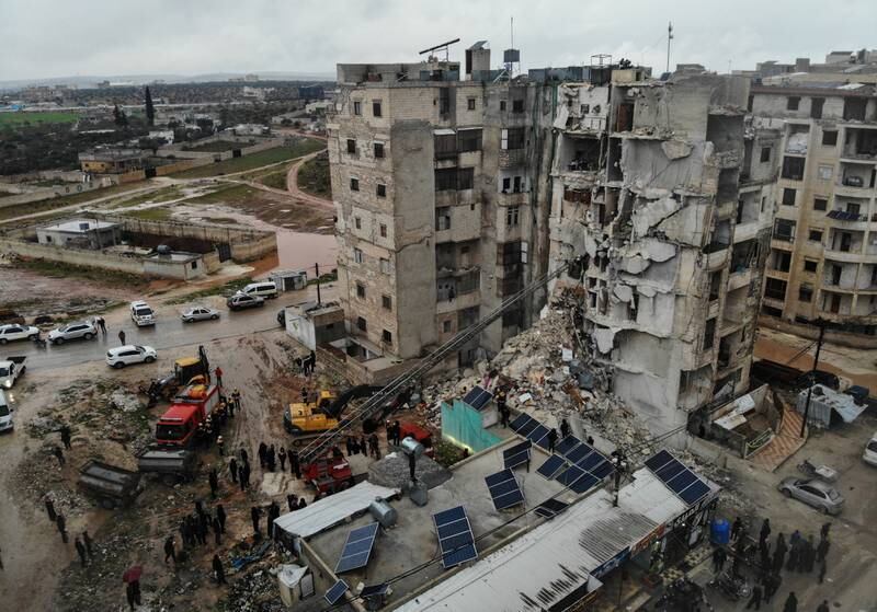 Damage caused by the earthquake in Idlib, north-western Syria. Moawia Atrash for The National