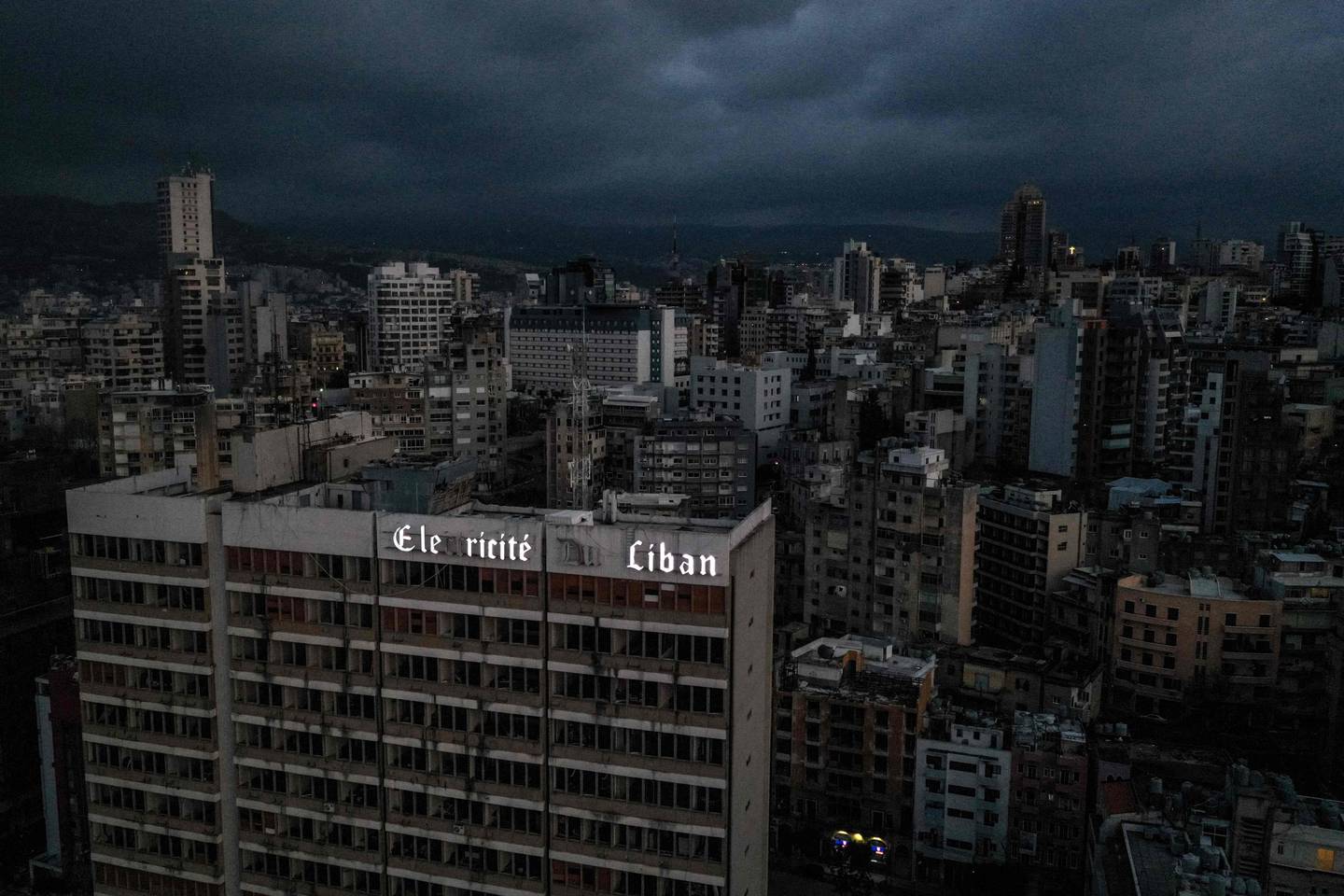 Beirut languishes in darkness during one of the Lebanese capital's chronic power cuts. Photo: AFP
