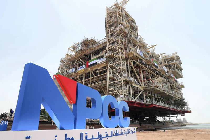 ABU DHABI,  UNITED ARAB EMIRATES , JUNE 26 -2019 :- View of the world’s largest fixed oilfield platforms at the NPCC Campus in Musaffah in Abu Dhabi. ( Pawan Singh / The National ) For Business. Story by Jennifer