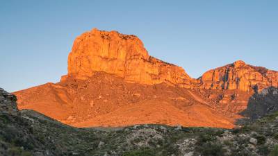 El Capitan is the southern-most point of the Guadalupe Mountains. At 2,464 metres above sea level, El Capitan is the eighth highest peak in Texas and about an hour north from Van Horn, Texas. Photo by Laurence Parent