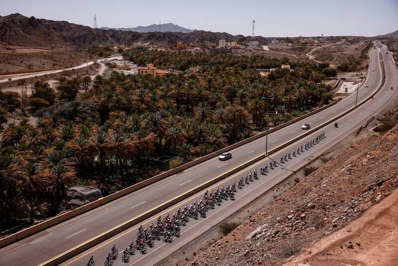 The peloton during the third stage of the Tour of Oman. EPA