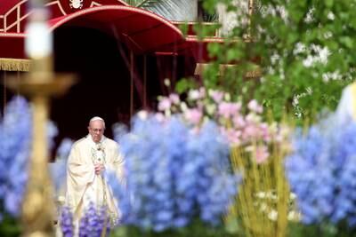 Pope Francis at Easter Mass at St Peter's Square, Vatican City, April 2017. Getty Images