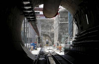 Construction workers working in a tunnel at the Riyadh Metro project. Reuters