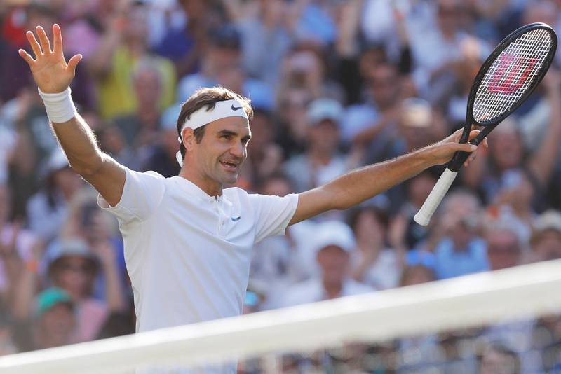 Tennis - Wimbledon - London, Britain - July 12, 2017   Switzerland’s Roger Federer celebrates winning the quarter final match against Canada’s Milos Raonic    REUTERS/Andrew Couldridge