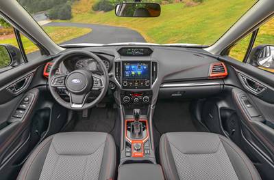 Tech includes automatic pre-collision braking, adaptive cruise control and Subaru’s new DriverFocus fatigue alert. Subaru