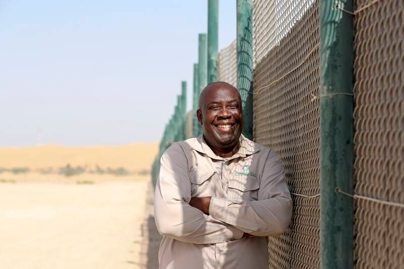 Antony Shoko, Supervisor at the Deleika Wildlife Management Centre in Abu Dhabi. Khushnum Bhandari / The National 