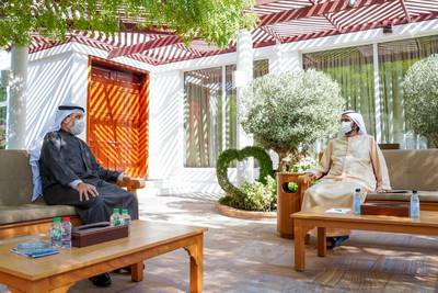 Sheikh Mohammed bin Rashid, Vice President and Ruler of Dubai, meets Kuwaiti foreign minister, Ahmad Al Sabah, on Thursday. Wam