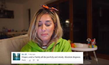 Dina shared some of the shocking hate she has received with her followers. YouTube