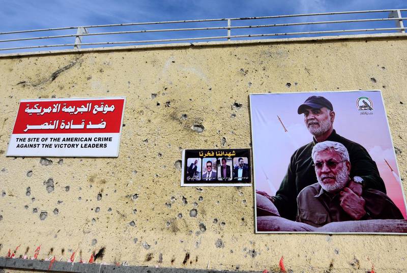 A view of the site of US drone attack that killed Qassem Suleimani  and Abu Mahdi Al Muhandis in Baghdad. EPA