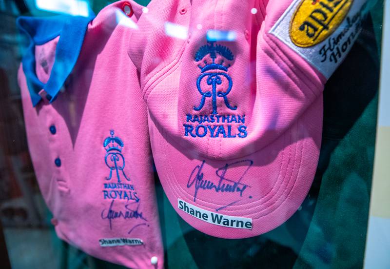 Shane Warne memorabilia from the Australian great's time as a Rajasthan Royals player.