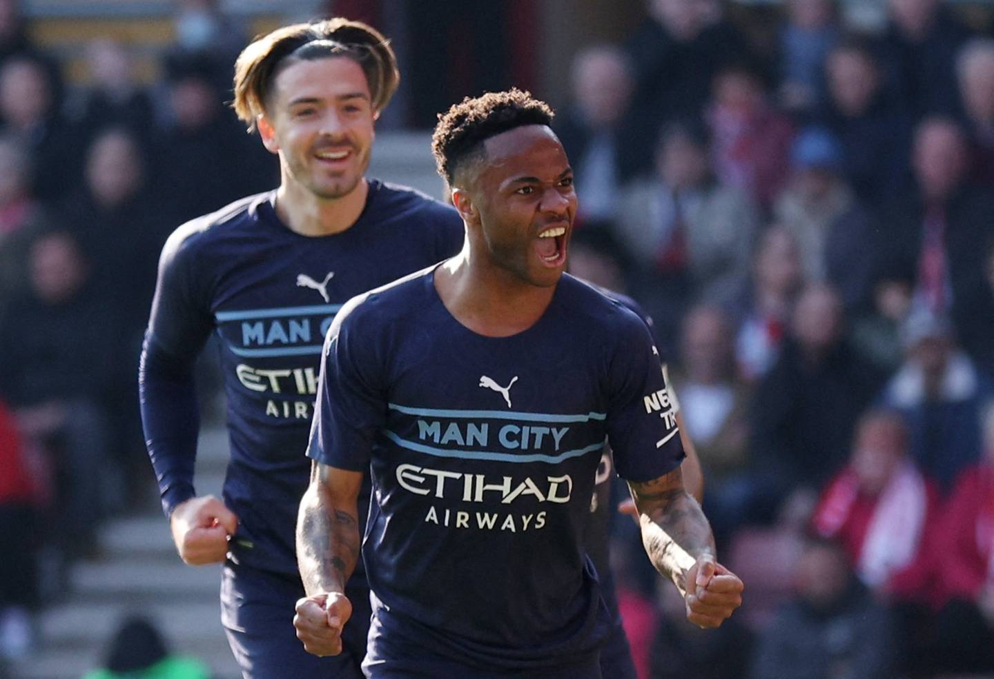 Raheem Sterling has scored 14 goals in all competitions for Manchester City this season. Reuters