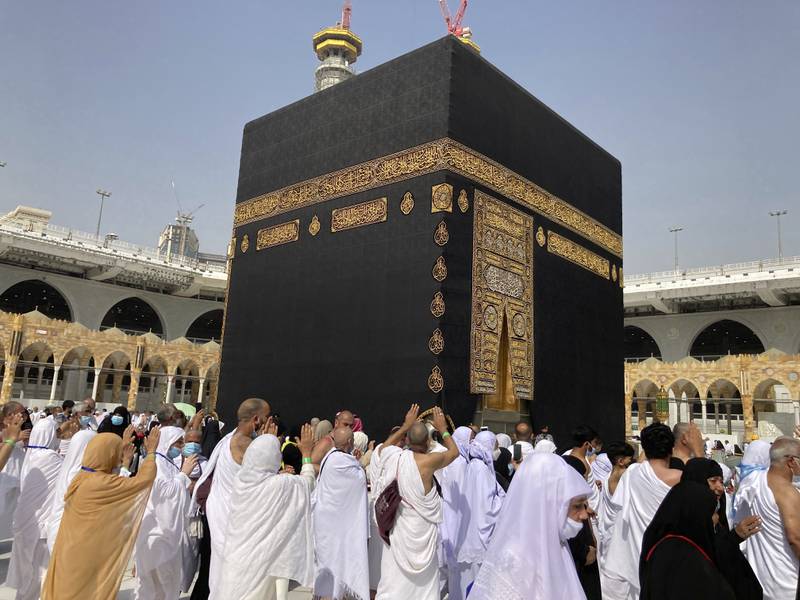 The Kaaba at the Grand Mosque in Makkah. The Ministry of Foreign Affairs and International Co-operation has urged Emiratis to register on the Twajudi app. AP