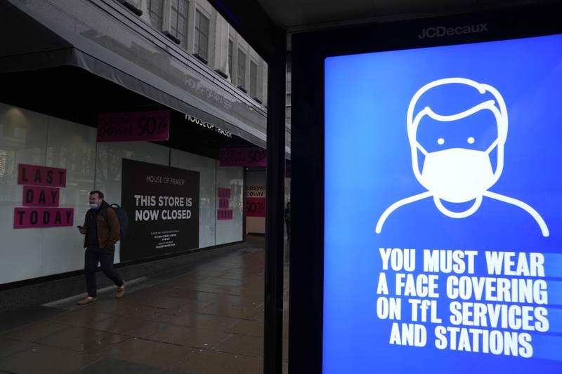 A House of Fraser department store, which closed down during the coronavirus outbreak, on Oxford Street in London. AP