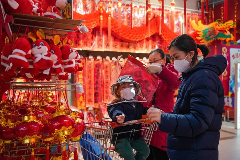 Buying decorations in a Beijing supermarket. EPA
