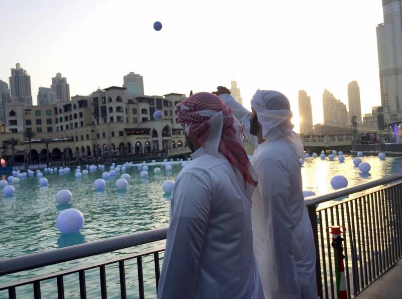 An event at the fountain at the Burj Khlaifa to recognise 2020 days until Expo Dubai 2020. Wam
