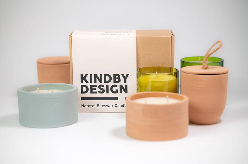 Beeswax candles, handmade by Kind By Design, with prices starting from Dh150. Courtesy Kind by Design