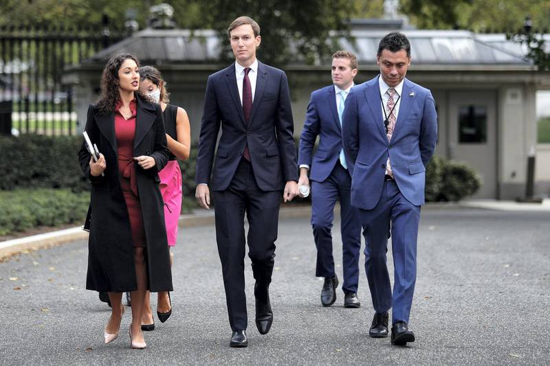 White House Senior Advisor Jared Kushner walks away following a television interview on the North Lawn at the White House in Washington, U.S., September 15, 2020. REUTERS/Tom Brenner