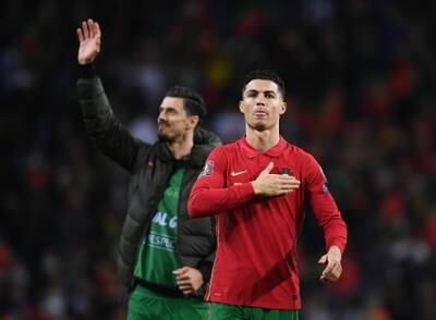 Potugal's Cristiano Ronaldo after the victory over North Macedonia in Porto. Getty