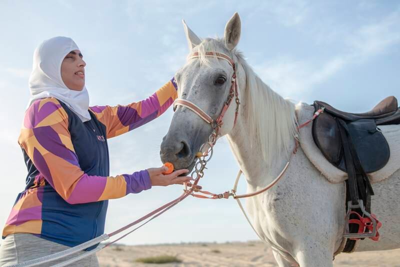 "When I spend time with horses, I feel at ease and they are able to comprehend my emotions. I always feed them carrots before beginning the ride," says Shaikha.