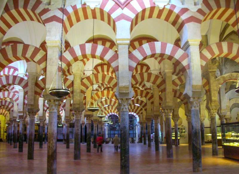 La Mezquita in Cordoba is a monumental Moorish structure that dates back more than 1,200 years