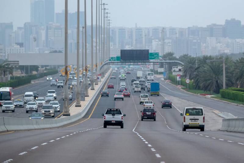 Traffic heading in to downtown Abu Dhabi. Victor Besa / The National