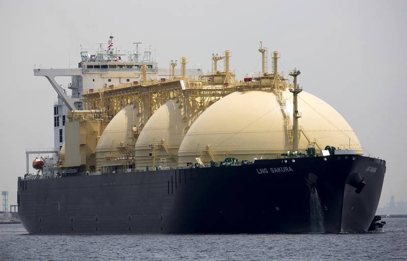 The LNG Sakura liquefied natural gas tanker arrives at Tokyo Gas Co.'s Negishi LNG terminal in Yokohama, Japan, on Monday, May 21, 2018. Tokyo Gas received Japan's first LNG shipment from Dominion Energy's Cove Point project today, the company said in statement. Photographer: Tomohiro Ohsumi/Bloomberg