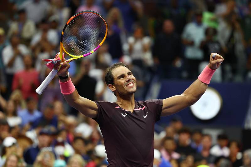 Rafael Nadal celebrates his win against Richard Gasquet after during their third round match at the US Open. Getty