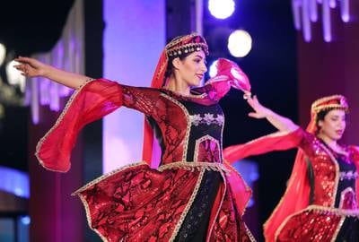 Syrian Cultural performers during New Years Eve at Global Village, Dubai. Chris Whiteoak / The National