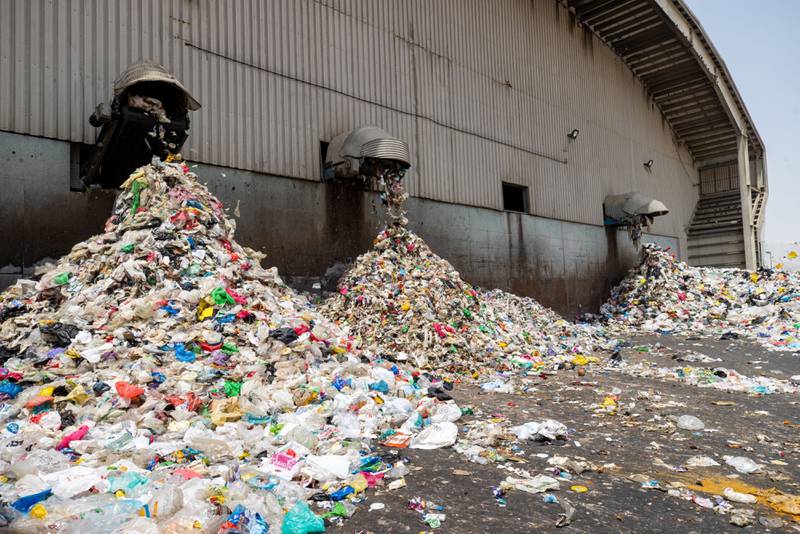 Solid waste bound for landfill at the Bee'ah waste management complex in Sharjah. The UAE is building one of the world’s largest waste-to-energy plants to process its growing amount of rubbish. Christopher Pike / Bloomberg