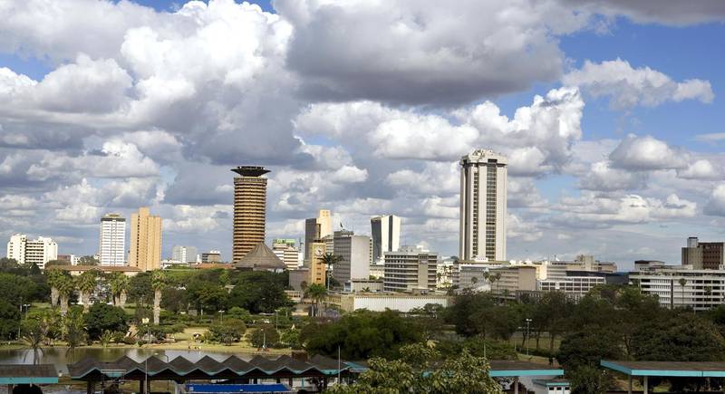 Skyline of Nairobi, Uhuru Park in the foreground, Nairobi, Kenya, Saturday, Oct. 27, 2007. Nairobi is the most populous city in East Africa, with an estimated urban population of between 3 and 4 million. Photographer: Casper Hedberg/Bloomberg News
