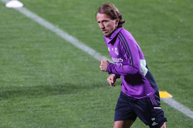 Real Madrid's Croatian midfielder Luka Modric attends a training session in Riyadh. AFP