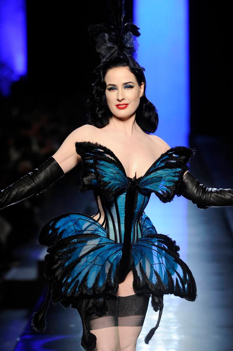 Dita Von Teese wearing the Butterfly Corset from Haute Couture spring/summer 2014, Les Papillons by Patrice Stable (2014). Photo: Jean Paul Gaultier